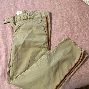 Nili Lotan crop stripe khaki pant.